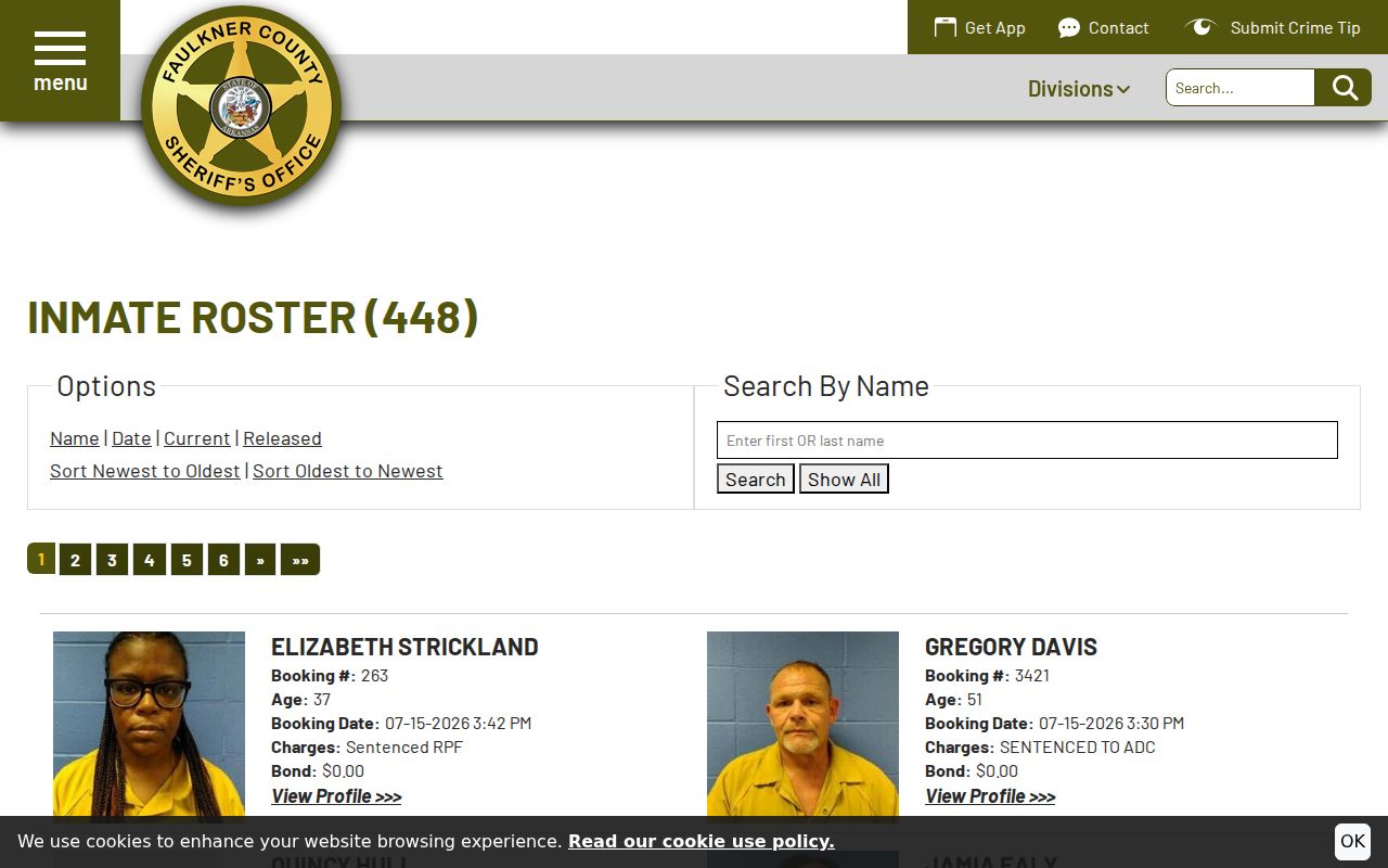 Faulkner County Sheriff inmate roster for current custody records