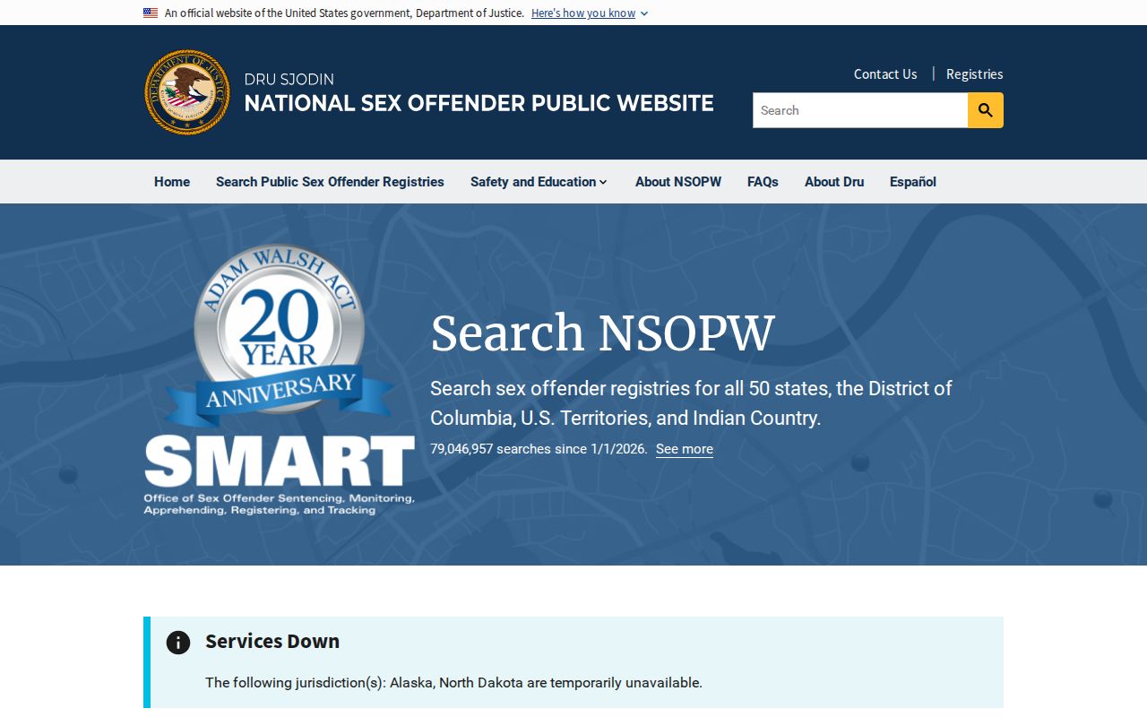 National Sex Offender Public Website search portal